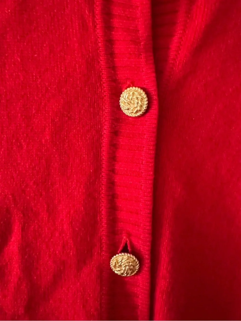 Vintage Roman Castile Tokyo Red Cardigan | Gold Buttons | Size L - Picture 3 of 3